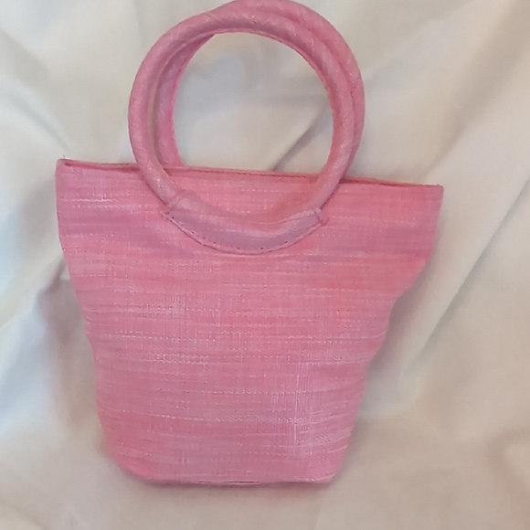 Escada Pink Straw Tote with Round Handles and Sequin Detail - Picture 4 of 11